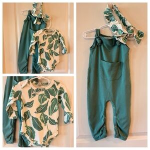 🌿 Kate Quinn Organic Cotton 3-Piece Banana Leaf Set – 18-24m